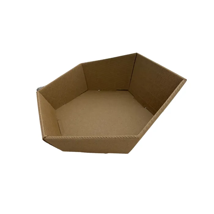 Kartonnen geschenkmand zeshoekig golfkarton natura - natuur look - MIDDEL 380x75x130mm ø340mm