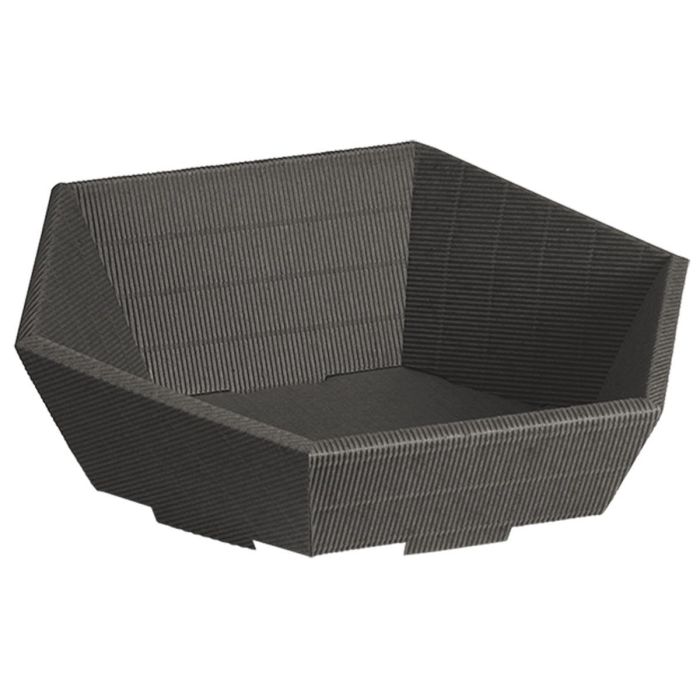 Kartonnen geschenkmand zeshoekig golfkarton - antraciet - Medium 257/247x67/120mm ø340mm