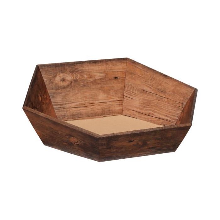 Kartonnen Geschenkmand Zeshoekig Uit Natuurlijke Golfkarton Vintage - Medium 257/247X67/120Mm Ø340Mm