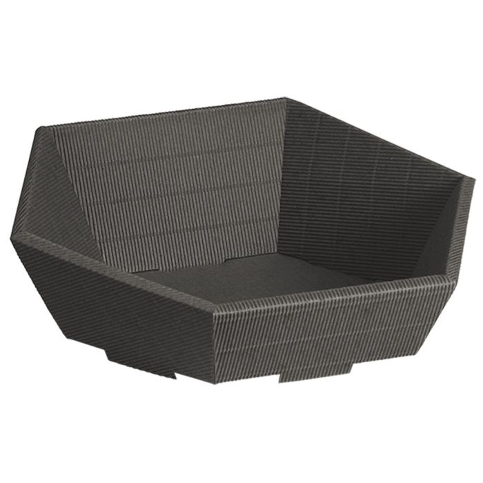 Kartonnen geschenkmand zeshoekig golfkarton - antraciet - Large 313/301x84/139 ø415mm
