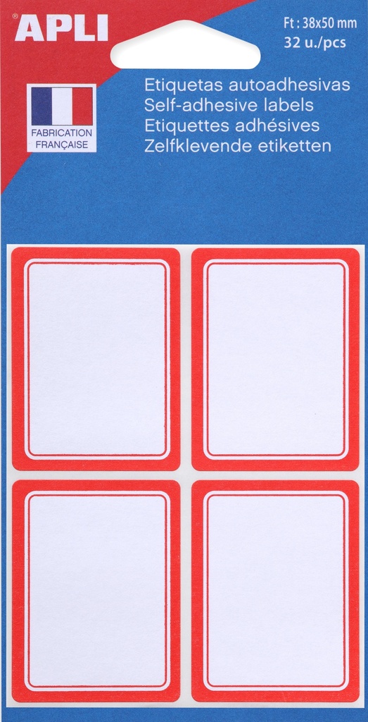 SCHOOLETIKETTEN 38X50MM 32STUKS (ROOD)