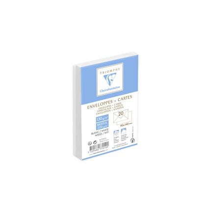 [E*7701C] Set 20 Enveloppen gegomd 90x140 + 20 Kaarten - Wit
