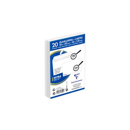 [E7699C] Set 20 Enveloppen Zelfklevend 90x140 + 20 Kaarten - Wit