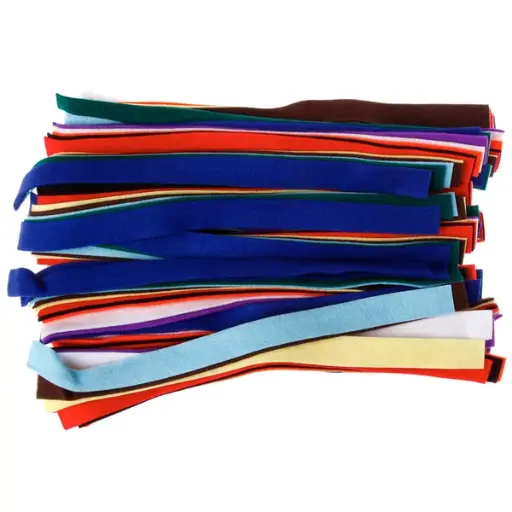 [14107] Zak met 100 viltstroken 10 verschillende kleuren