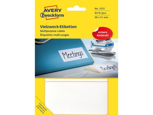 [P*3331] Zweckform etiketten, 98x51 mm, 84st, wit