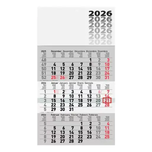 [TRIQ12] Driemaandkalender grijs 30x41 2027