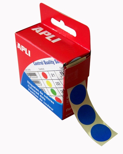 [115008] ETIKET APLI 15MM ROND BLAUW 150 STUKS
