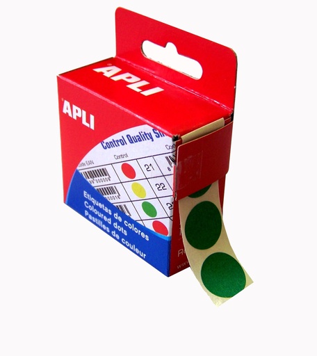 [115006] ETIKET APLI 15MM ROND GROEN 150 STUKS