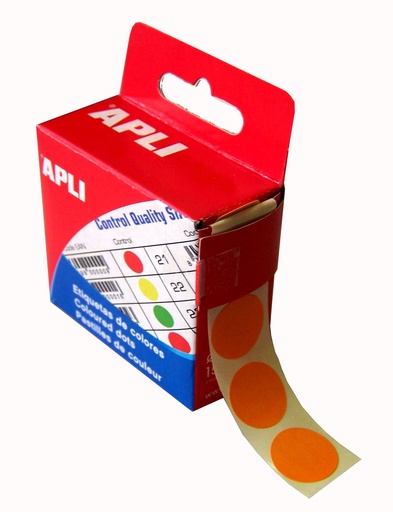 [115012] ETIKET APLI 15MM ROND ORANJE 150 STUKS