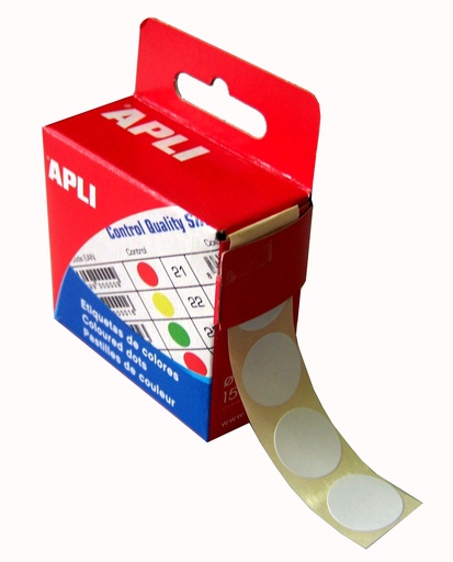 [115003] etiket apli 15mm rond wit 150 stuks