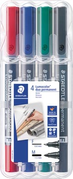 [348WP4] ETUI LUMOCOLOR staedtler 348 DUO-PERMANENT MARKER (dikte 0,6mm - 1,5 mm 4 kleuren) 