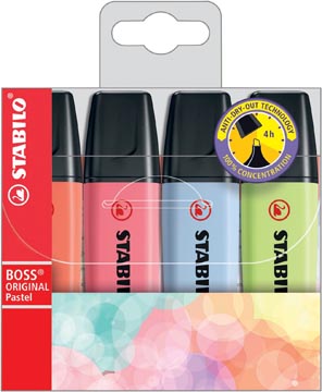 [70/4-3] Etui 4St Stabilo Boss Pastel New