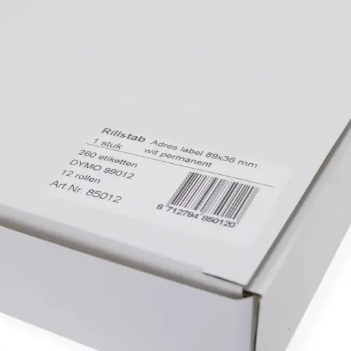 [99012R] Dymo 99012/S0722400 compatible lables, 89x36 12 mm, wit, permanent, 260 per rol, 12 rollen