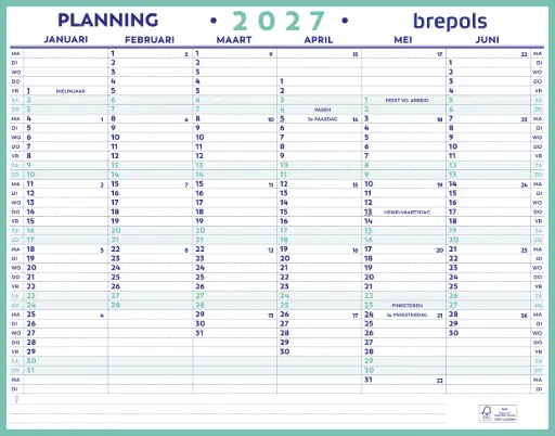 [180599000000] Brepols maxi-kalender 2027 33x42cm nederlands 