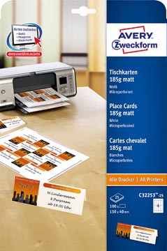 [PC32253-25] Zweckform Avery Bedrukbare Naamkaarten, 110 X 40 Mm, 100St