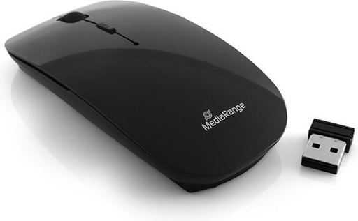 [MROS215] mediarange draadloze 3-knops draadloze optische muis  usb2.0, zwart, silent click