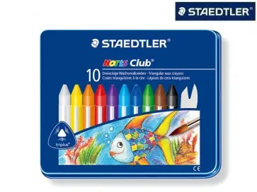 [228M10] 10 driekantige waskrijtjes staedtler