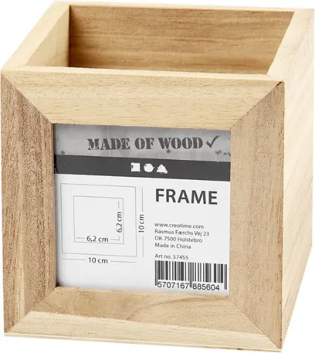 [57455C] Houten Pennenbakje Met Lijst 10X10X10 Cm