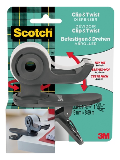 [1000063] Plakbandhouder Scotch Clip + 1Rol