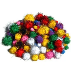 [U17148] pompons metalic 100 stuks