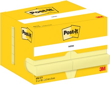 [656-CY] Post-It Notes, 100 Vel, Ft 51 X 76 Mm, Geel, Pak Van 12 Blokken
