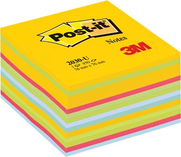 [2030U] Post-it Notes kubus, 450 vel, ft 76 x 76 mm, geassorteerde kleuren ultra