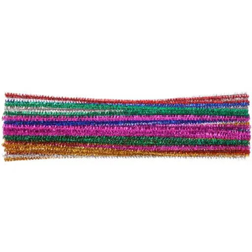 [19009*] 50 chenilledraad glitter bijeenpassende kleuren 30 cm x 6 mm