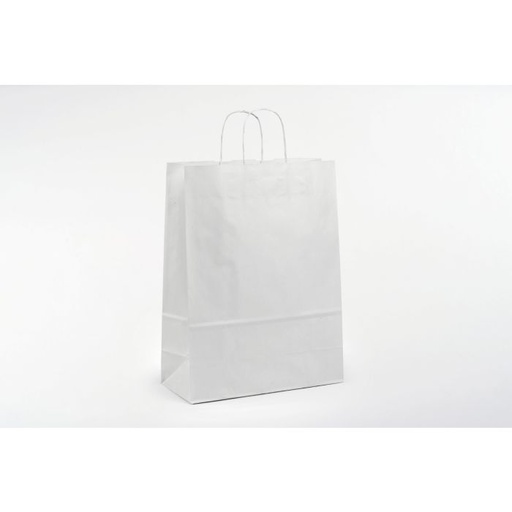 [30010109] Wit papieren draagtas met witte gedraaide handgrepen - 50st