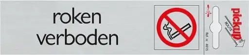 [4615] bord alulook roken verboden - 165x44 mm zelfklevend