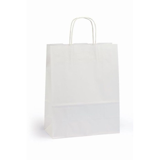 [30010004] Wit papieren draagtas met gedraaide handgrepen - 50st