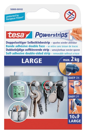 [58000T] 10 POWER-STRIPS MAX. 2KG TESA