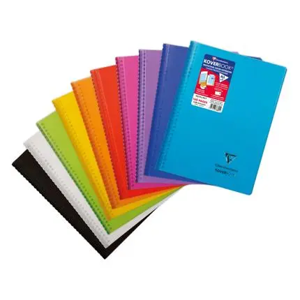 [376801C] Clairfontaine - Koverbook, Spiraalgebonden Schrift A4 80 Blad Gelijnd + Kantlijn Wraparound Transparante Polypropyleen Omslag - Geassorteerde Kleuren