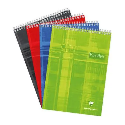 [8155C] Schrijfblok Pupitre Met Kop Spiraal A4 80 Afscheurbare Bladen Gelijnd + Kantlijn - Geassorteerde Kleuren