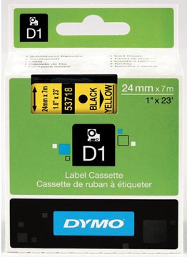 [53718] Dymo D1 Permanente Polyestertape (24Mmx7M Zwart-Geel)