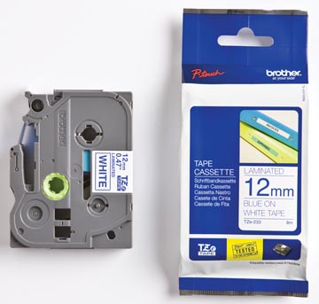 [TZE233] TAPE PT TZ 12MM WIT/BLAUW