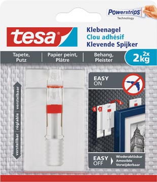 [802066] TESA 2X KLEVENDE SPIJKER VERSTELBAAR