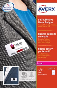 [PL4784-20] Zweckform Avery Zelfklevende Badge, 63,5 X 29,6 Mm, 540 Stuks, Wit, Laser