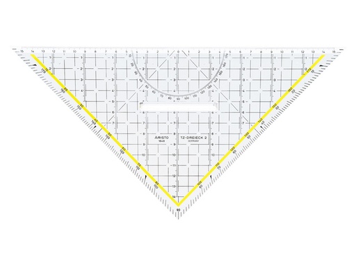 [AR1648/2] TZ-GEODRIEHOEK 32.5CM MET HANDVAT ARISTO