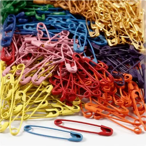 [41100] Metalen Veiligheidsspelden, Geassorteerde Kleuren, L: 34 Mm, Dikte 0,8-1,00 Mm, 10X100 Stuks