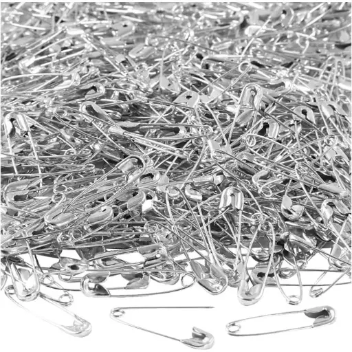 [41131] Metalen Veiligheidsspelden, Zilver, L: 22 Mm, Dikte 0,6Mm, 500 Stuks