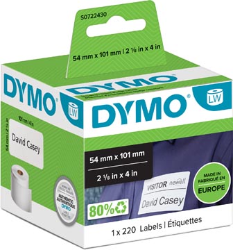 [99014] Dymo Etiketten Labelwriter Ft 101 X 54 Mm, Wit, 220 Etiketten