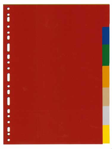 [R23T7K] 7 TABBLADEN A4 GEKLEURD PLASTIEK