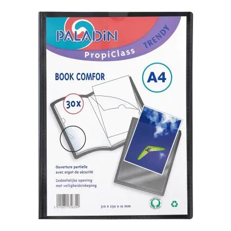 [3596303] Paladin - Trendy Showalbum A4 Personaliseerbaar 30 Tassen. Zwart.