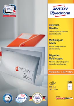 [P3427] ZWECK.ETIK.105X74MM INKJET-LASER-KOPIE