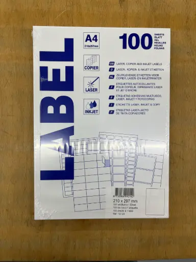 [903881] etiketten 100 vellen (210x297mm a4/1)