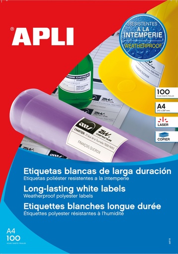 [101167] A4/2 WEERBESTENDIGE ETIKETTEN APLI 210 x 148, 5 mm