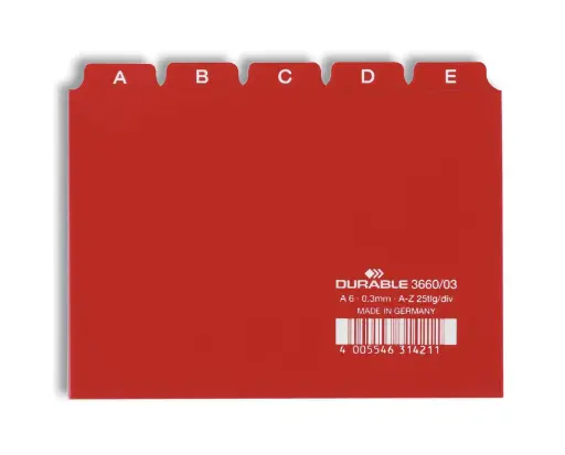 [D367003] Durable, tabkaarten A6 indeling 5/5 A-Z bedrukte tabs PP 