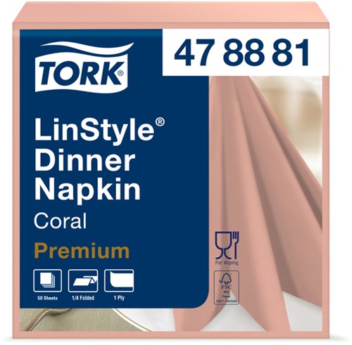 [TORK478881] TORK SERVETTEN LINSTYLE DINNER 39X39CM 50ST Koraal