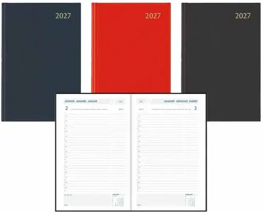 [FA211] Agenda Folio 1Dp 6T Balacron geassorteerde kleuren (zwart-blauw-rood)                   