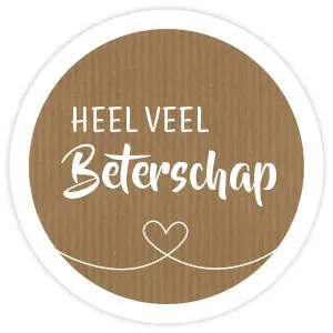 [972047] Etiketten ’Heel Veel Beterschap’ Bruin Kraft (1000St)